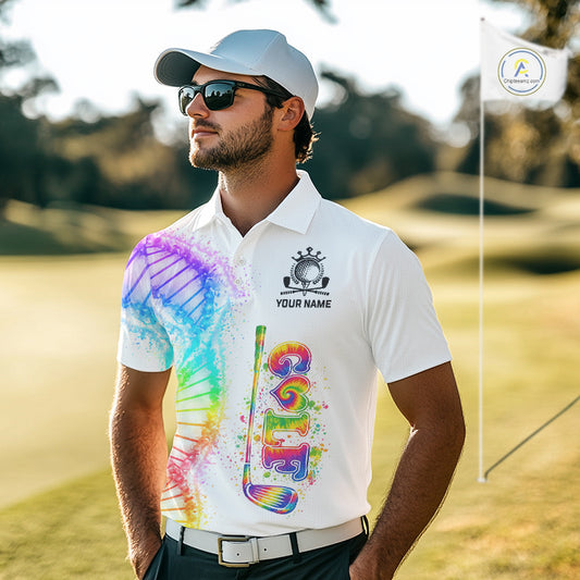 Custom Rainbow Color Golf Lover Women's Polo Shirt, It's in my DNA Shirt, Golf Gifts NBT483
