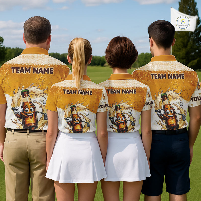 Custom Beer Golf Polo Shirt, Funny Beer Bottle Golfer Polo, Golf Team Name Shirt Beer Lover Golf Gift NBT752