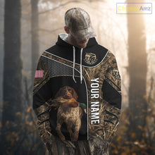 Load image into Gallery viewer, Duck Hunting with German Wirehaired Pointer Dog Camo Custom Name Shirts, Duck Hunting Shirts for Hunter NBT157