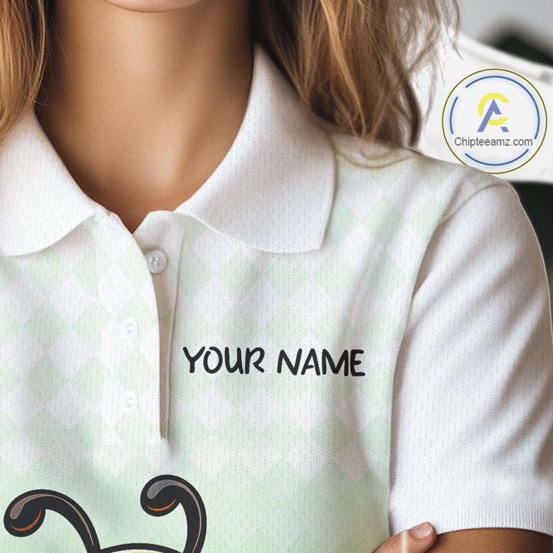 Funny Bee Golf Polo Shirt For Women, Cute Bee With Beer Print Shirt, Sporty Animal Golf Gift|Green NBT665