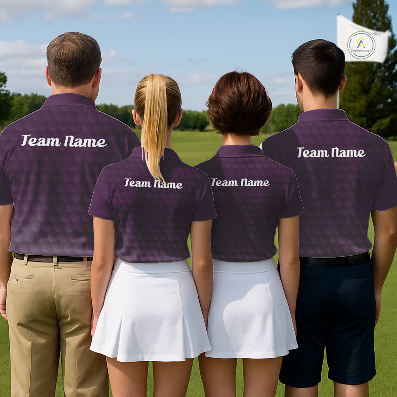 Funny Golf Balls Pattern Mens Golf Polo Shirts Custom Name Golf Apparel For Men | Purple NBT742