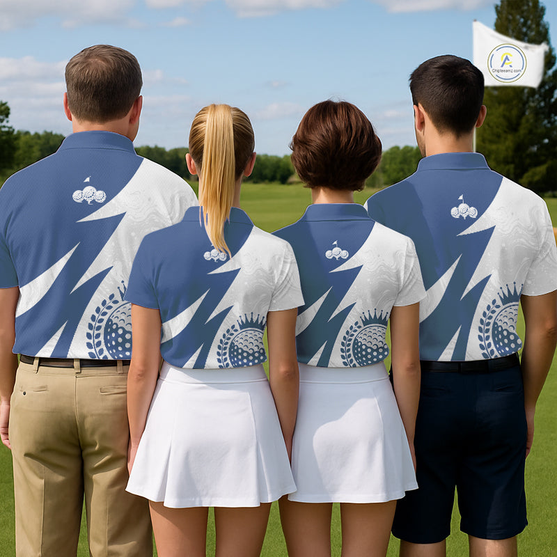 Mens Golf Polo Shirts Custom Name Navy Blue And White Golf Shirt, Golf Attire NBT671