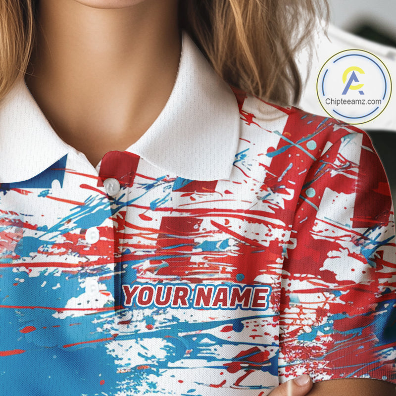 American Flag Golf Polo Shirt Custom Womens Golf Shirts US Flag Golf Polo Shirt NBT568