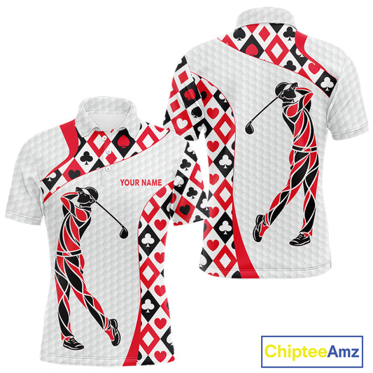 Personalized Poker Mens Golf Polo Shirt Custom Name Funny Golf Top For Team, Golfer Gift For Men NBT497