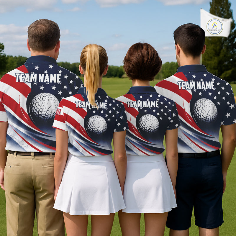 America 250th Anniversary Mens Golf Polo Shirt Custom Name Patriotic USA Golf Shirts, Golf Gift NBT790