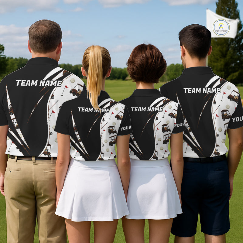Personalized Golf Gift For Men, Custom Name Golf Polo Shirt, Golf Cart Pattern Polo For Golf Lovers NBT804