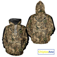 Load image into Gallery viewer, Deer Hunting Camouflage Customize Name 3D All Over Printed Shirts Hunting Outfits for Hunters NBT117