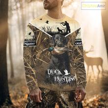 Load image into Gallery viewer, Duck Hunting Camo Shirt with Black Labrador Retriever for Duck Hunter - Best Duck Hunting Gifts NBT136