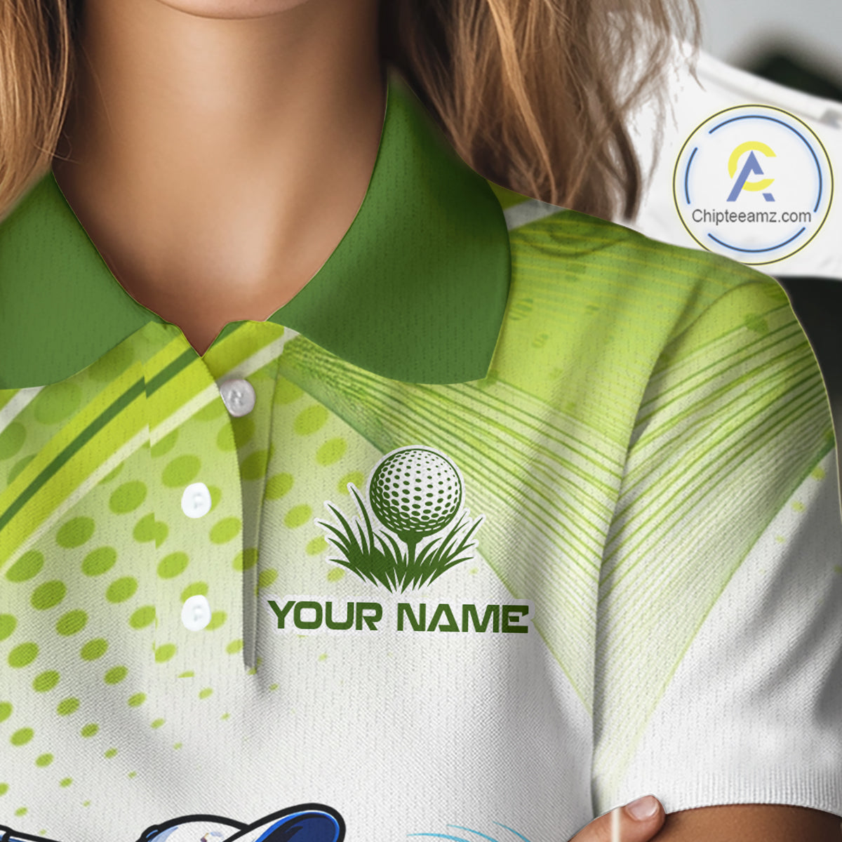 Funny White And Green Alligator Golf Polo Shirts For Women Custom Team Alligator Golf Outfit NBT508