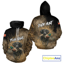 Load image into Gallery viewer, Custom Duck Hunting with Black Labrador Retriever US Flag Camo Shirts, Duck Hunting Clothes for Men NBT130