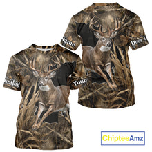 Load image into Gallery viewer, Whitetail Deer Hunting Brown Camo Custom Name Full Printing Shirts, Personalized Gifts for Hunters NBT124