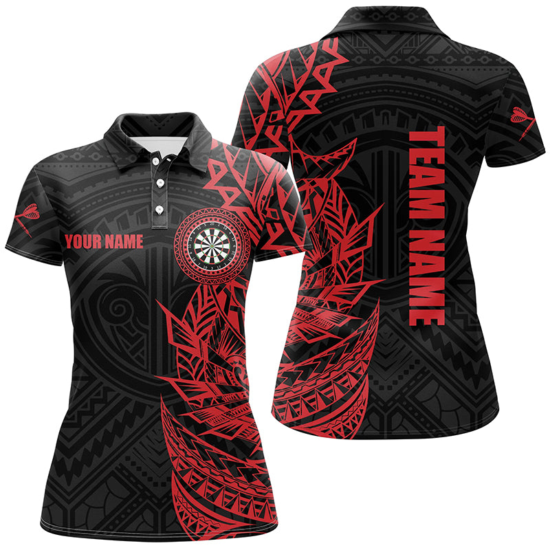 Personalized Red Tribal Women Darts Polo Shirt Custom Darts Shirt For Women Dart Jerseys LDT0816