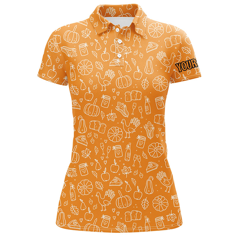 Thanksgiving Seamless Golf Polo Shirt Orange Customized Golf Tops For Women Cool Golf Gifts LDT0844