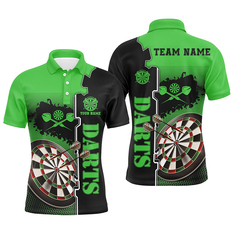 Personalized Green Black Mens Darts Polo Shirt Custom Darts Shirt For Men Darts Jersey LDT1448
