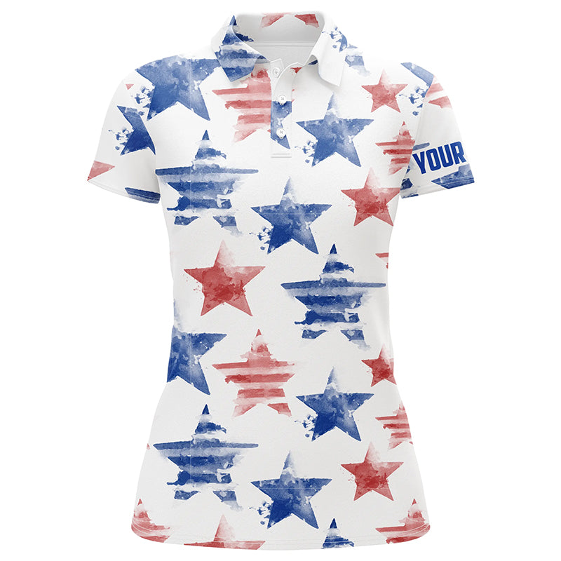 Watercolor American Stars Womens Golf Polo Shirt Patriotic Golf Tops For Women Golf Gifts LDT0601