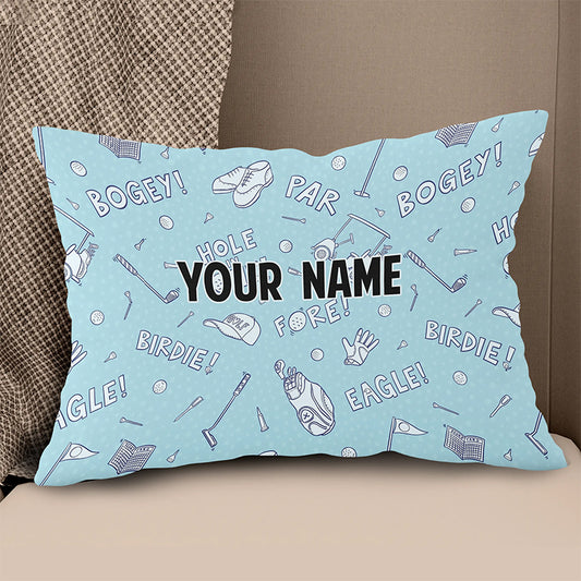Blue Funny Golf Elements Custom Throw Pillow Personalized Golf Gifts LDT1142
