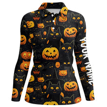 Load image into Gallery viewer, Halloween Seamless With Pumpkin & Cute Cat Golf Polos Funny Golf Tops For Women Golf Gifts LDT0457