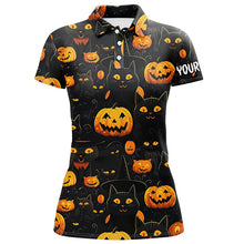 Load image into Gallery viewer, Halloween Seamless With Pumpkin & Cute Cat Golf Polos Funny Golf Tops For Women Golf Gifts LDT0457