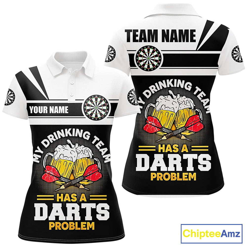My Drinking Team Beer Darts Women Polo Shirt Customized Darts Shirt For Women Dart Jerseys LDT1001