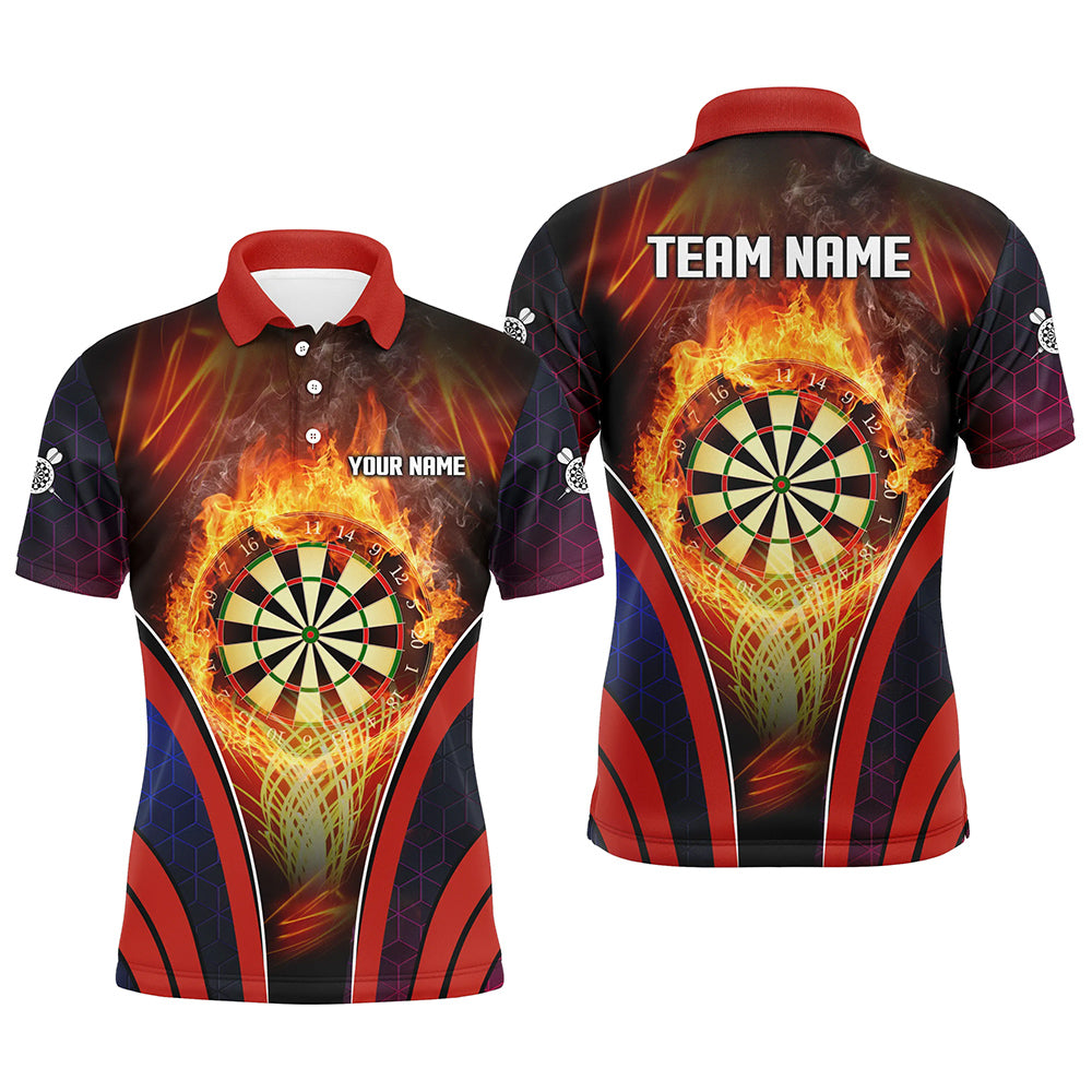 Orange Fire Flame Sports Mens Darts Polo Shirt Custom Darts Shirt For Men Dart Jerseys LDT1445