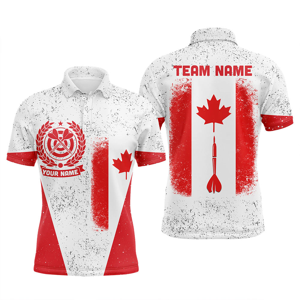 Grunge Canada Flag Men Darts Polo Shirt Custom Patriotic Darts Shirt For Men Dart Jersey LDT0901