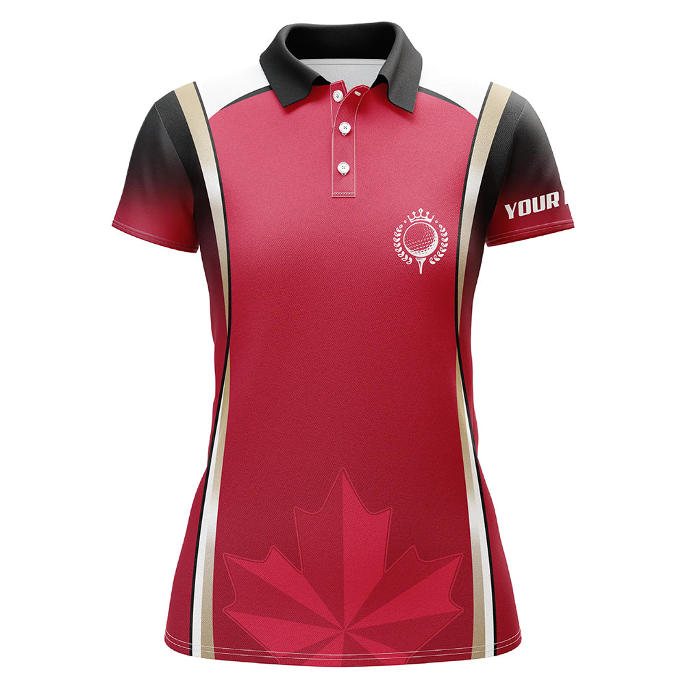 Canadian Maple Leaf Womens Golf Polo Shirts Custom Patriotic Golf Shirts For Women Golf Gifts LDT1470