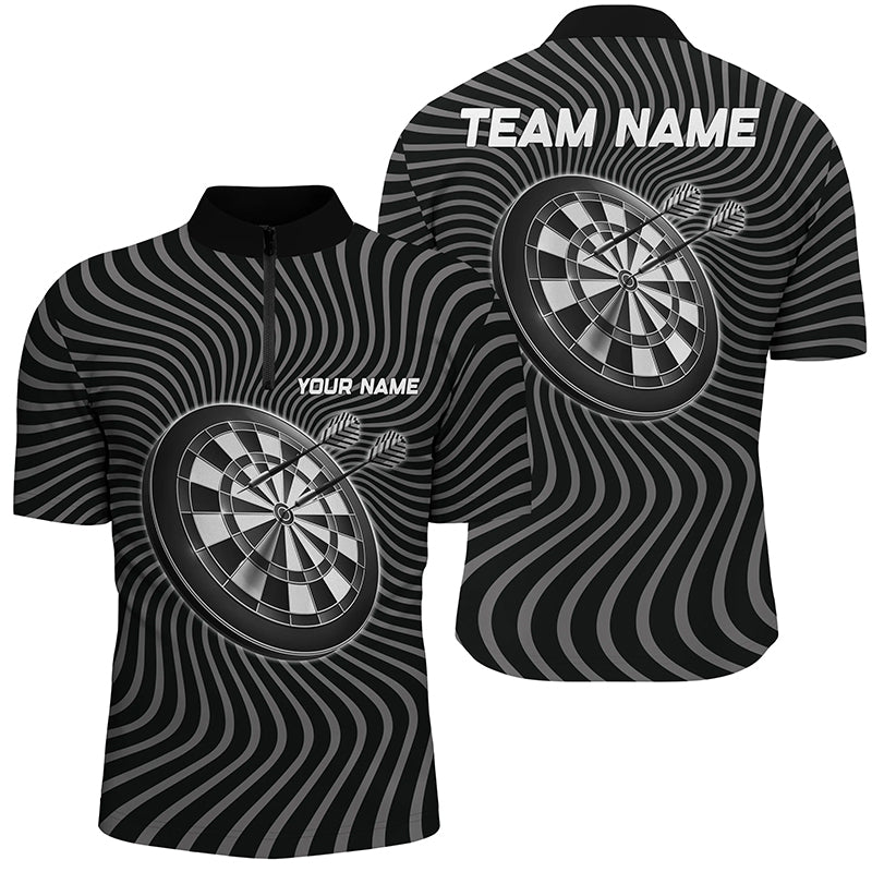 Personalized Black Grey Waving Dart Quarter Zip Shirt Custom Dart Shirt For Men Dart Jersey LDT0709