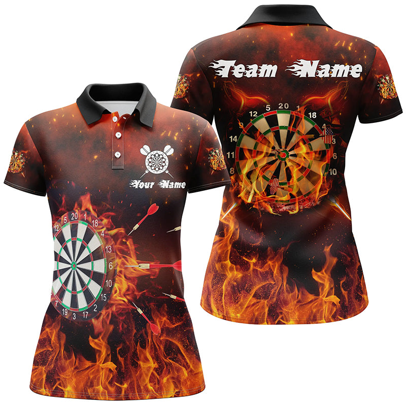 Personalized Darts Shirt For Women Custom Fire Flame Darts Polo Shirt Dart Jerseys LDT0727