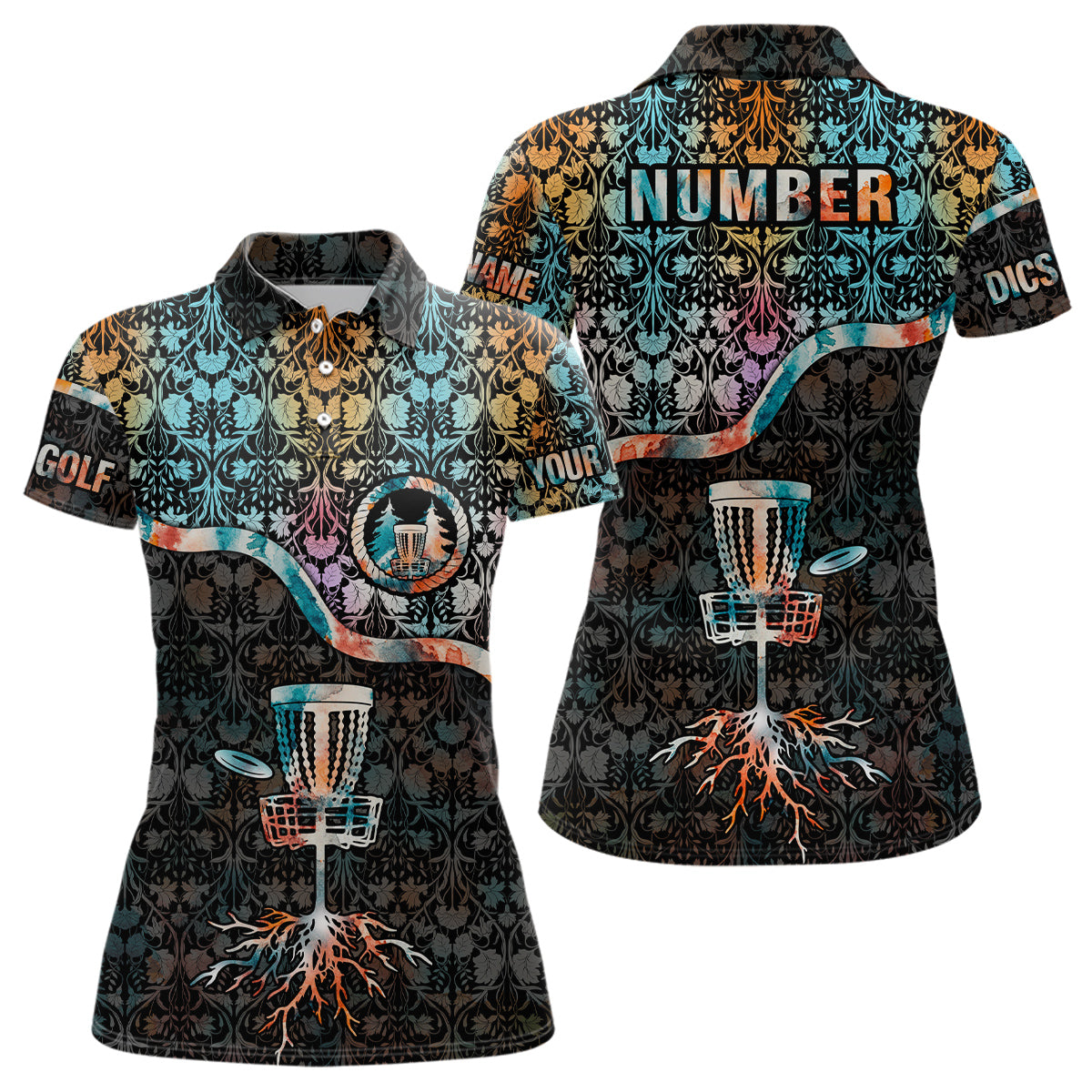 Personalized Floral Pattern Disc Golf Polo Shirt Custom Disc Golf Shirts For Women Golf Gifts LDT0848