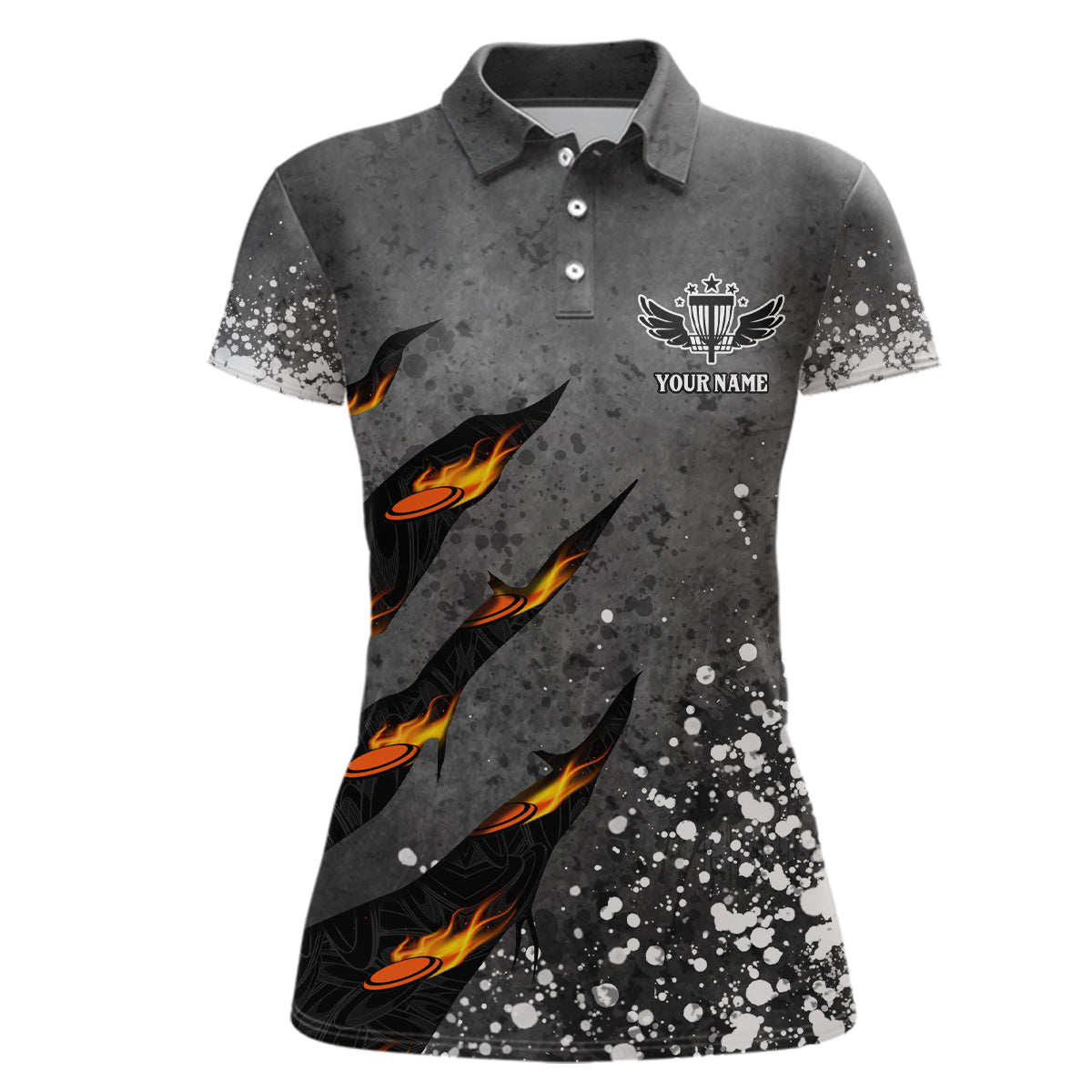 Paint Splash Womens Disc Golf Polo Shirt Personalized Fire Flame Disc Golf Shirts For Women LDT1051
