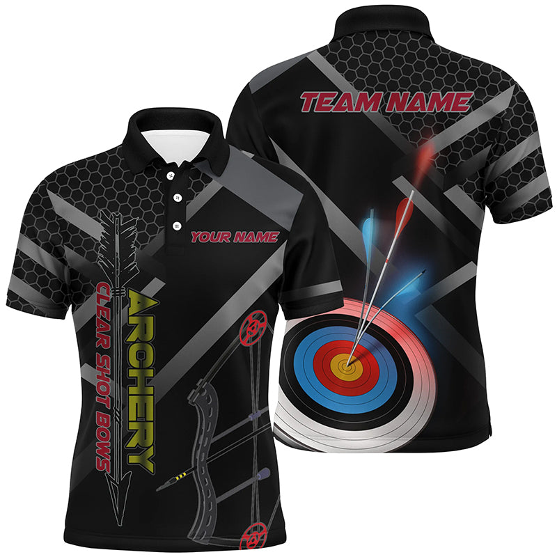 Personalized Clear Shot Bows 3D Target Archery Polo Shirts For Men, Custom Archery Team Shirts VHM0659