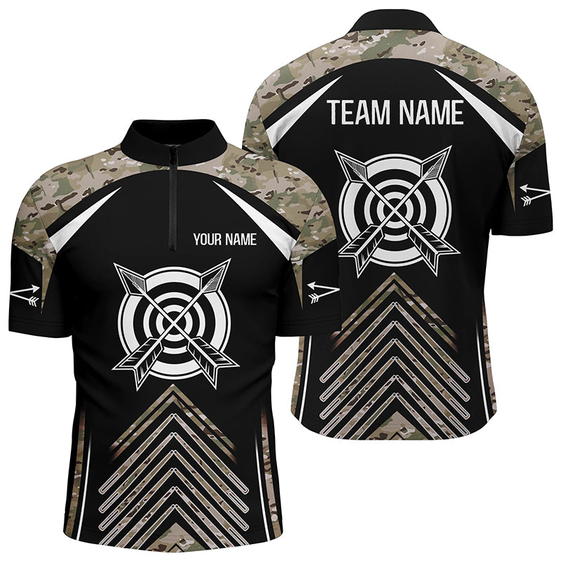 Personalized Camouflage 3D Target Archery Quarter-Zip Shirts For Men, Arrows Archery Team Shirts VHM0762
