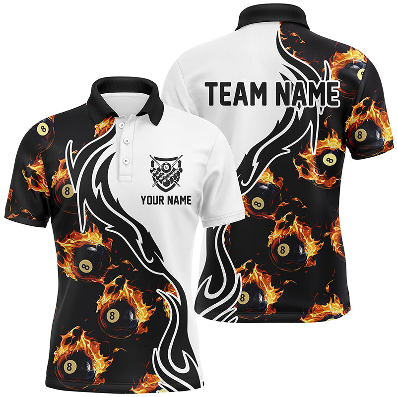 Personalized Flame 8 Ball Pool Polo Shirts Custom Billiard Shirts For Men Billiard Team Jerseys VHM1135