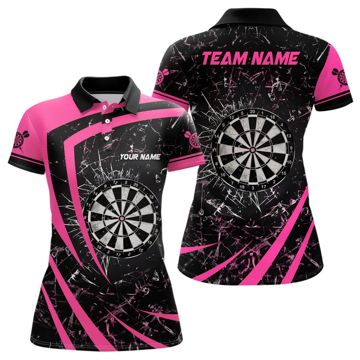 Personalized Pink Glass Break Dart Polo Shirts Custom Dart Shirts For Women Dart Team Shirts VHM1159