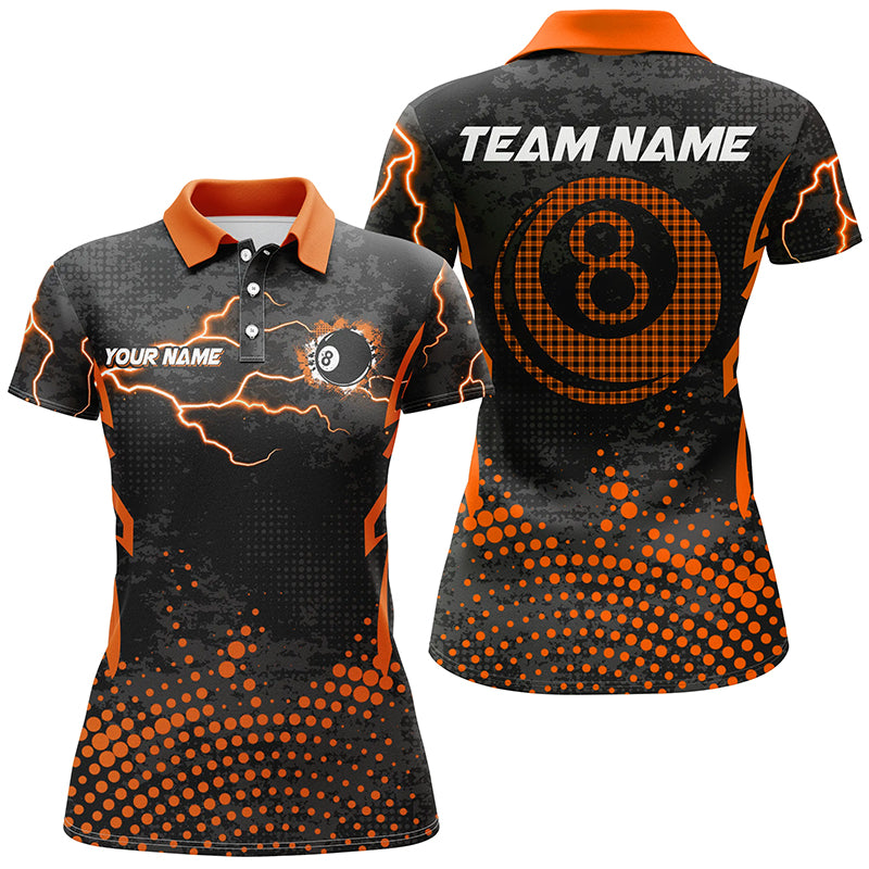 Personalized Orange 8 Ball Point Billiard Women Polo Shirts Best Custom Billiards Apparel Clothing TDM1523