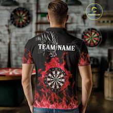 Load image into Gallery viewer, Personalized Red Flaming Dragon Dart Shirts For Men Custom Darts Team Jerseys Polo & Quarter Zip TDM4310