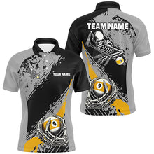 Load image into Gallery viewer, 9 Ball Skeleton Custom Billiard Polo & 1/4 Zip Shirts For Men, Funny 9 Ball Pool Billiard Jerseys TDM2944