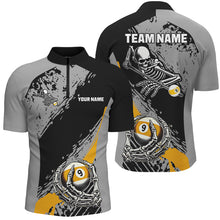 Load image into Gallery viewer, 9 Ball Skeleton Custom Billiard Polo & 1/4 Zip Shirts For Men, Funny 9 Ball Pool Billiard Jerseys TDM2944