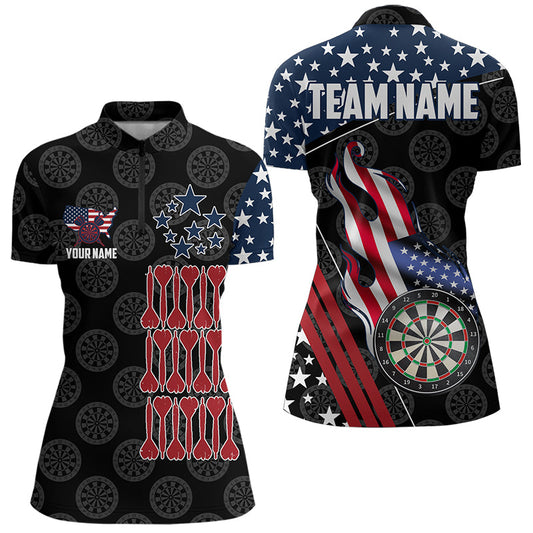 Personalized American Flag Dartboard Waving Women Darts Shirts Custom Patriotic Darts Team Jerseys TDM3403