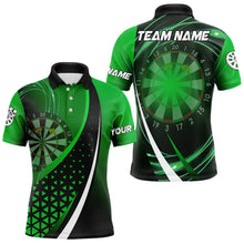 Load image into Gallery viewer, Black Green Lights Dart Polo, 1/4 Zip Custom Dart Shirt For Men Dart Jersey TDM3546