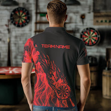 Load image into Gallery viewer, Red And Black Dartboard Fire Flame Darts Polo & Quarter Zip Custom Dart Shirt For Men Dart Jerseys TDM3707