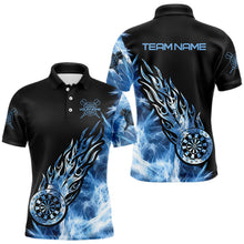 Load image into Gallery viewer, Black And Blue Light Icy Men Darts Polo & Quarter Zip Shirt Custom Dart Shirts For Team Dart Jersey TDM3411