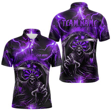 Load image into Gallery viewer, Personalized Purple Death Skeleton Custom Thunder Lightning Men Dart Shirts, 3D Darts Team Jerseys TDM3550