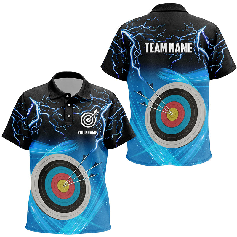 Custom Archery 3d Target Thunder Lightning Polo Shirts For Kid, Best Archery Team Shirts |Blue TDM0737