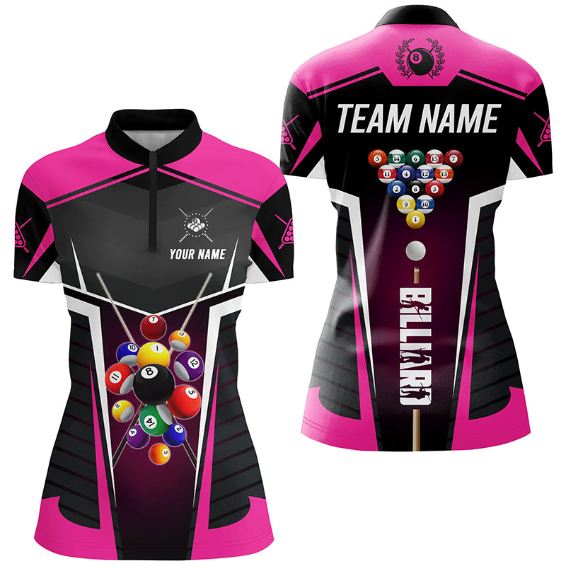 Personalized Pink Jerseys Billiard Balls Shirts For Women Custom 3D Billiard Pool League Shirts TDM1833