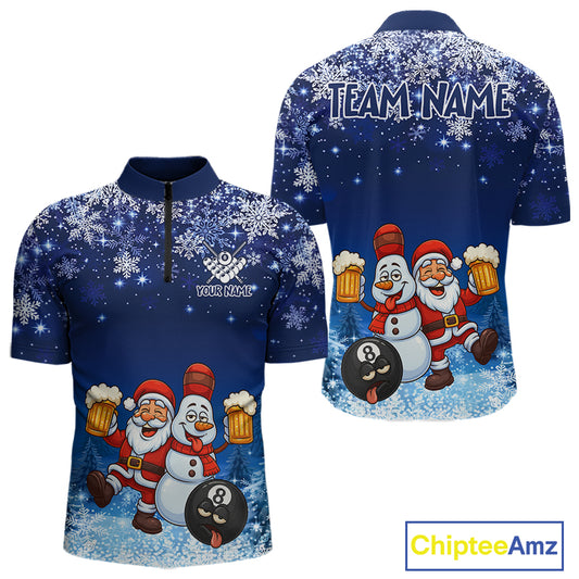 Funny Santa And Beer 8 Ball Billiard Shirts For Men Custom Christmas Gifts For Pool Players TDM5222