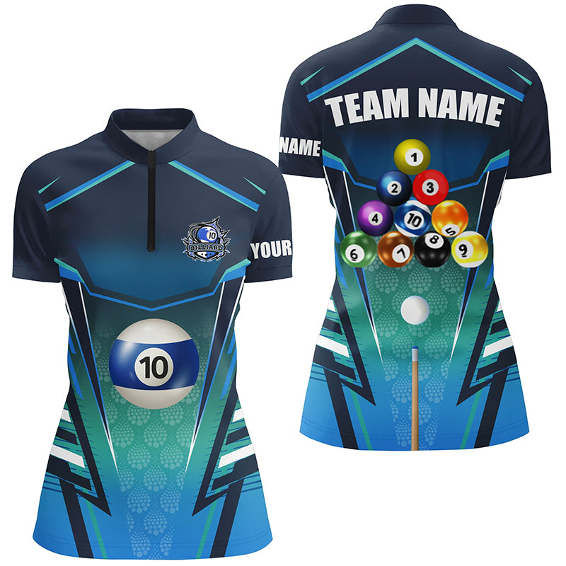 10 Ball Pool Billiard Jerseys Custom Quarter-Zip Shirts For Women Best Billiard Team Shirts TDM0926