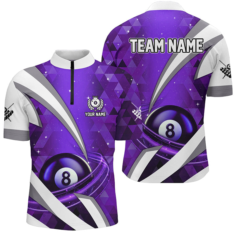 Customized Lightning Purple 8 Ball Pool Men Billiard Polo & 1/4 Zip Shirts, Billiard Team Jerseys TDM2520