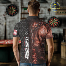Load image into Gallery viewer, Personalized Orange Darts Skull Thunder Lightning Darts Shirt For Men, US Flag Darts Team Jersey TDM4615
