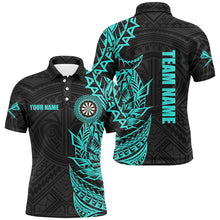 Load image into Gallery viewer, Personalized Turquoise Tribal Darts Polo & Quarter Zip Custom Dart Shirts For Men Dart Jerseys TDM2783